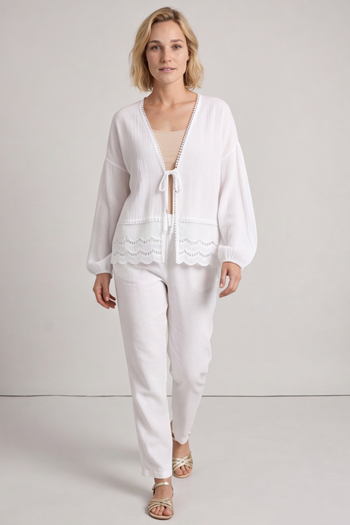 Kalkan Crinkle Cotton Jacket White - Image 2