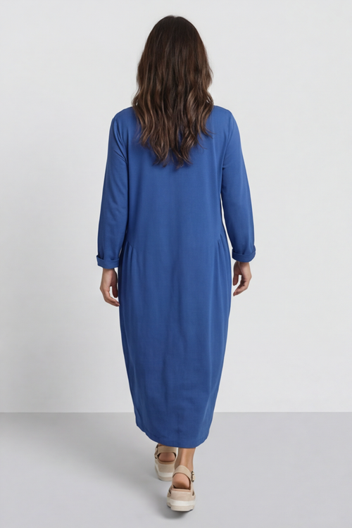 Kayleigh Long Sleeve Cotton Dress Cobalt - Image 4