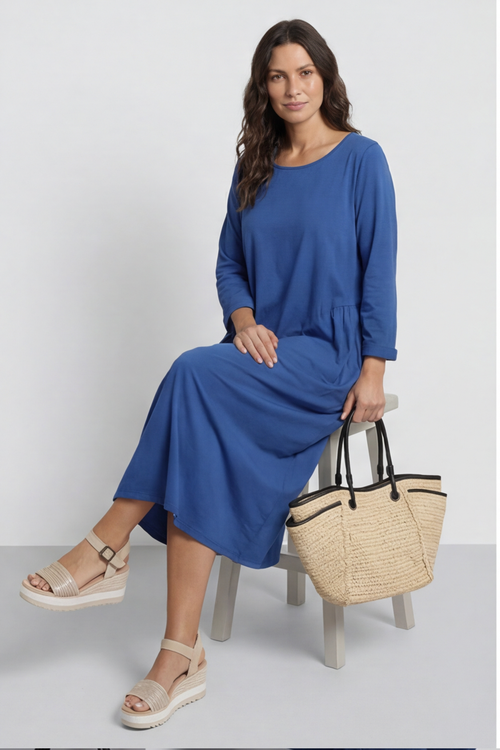 Kayleigh Long Sleeve Cotton Dress Cobalt - Image 1