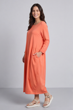 Kayleigh Long Sleeve Cotton Dress Orange