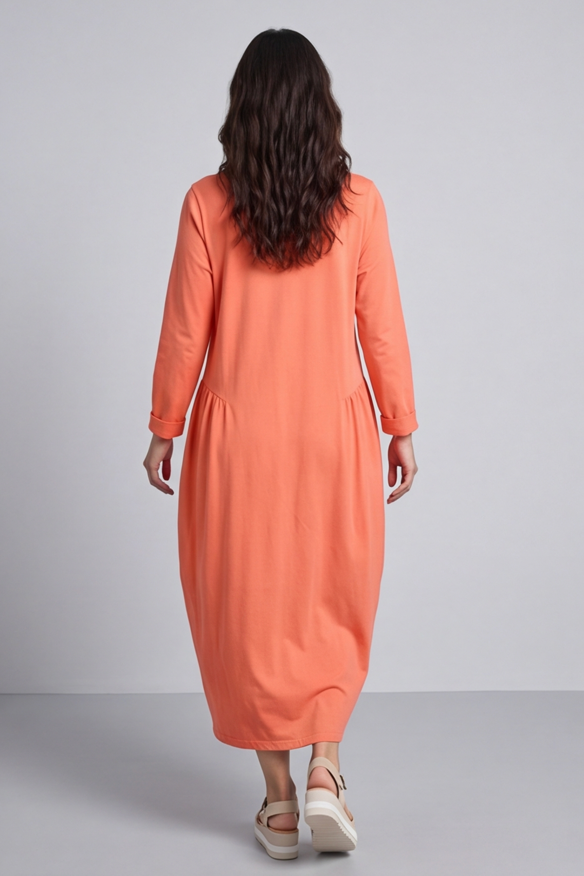 Kayleigh Long Sleeve Cotton Dress Orange