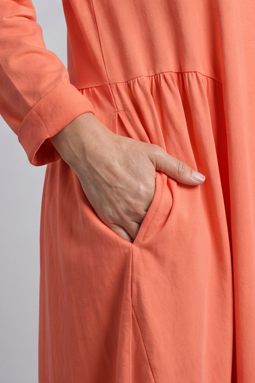 Kayleigh Long Sleeve Cotton Dress Orange - Image 5