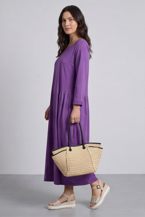 Kayleigh Long Sleeve Cotton Dress Purple - Image 3
