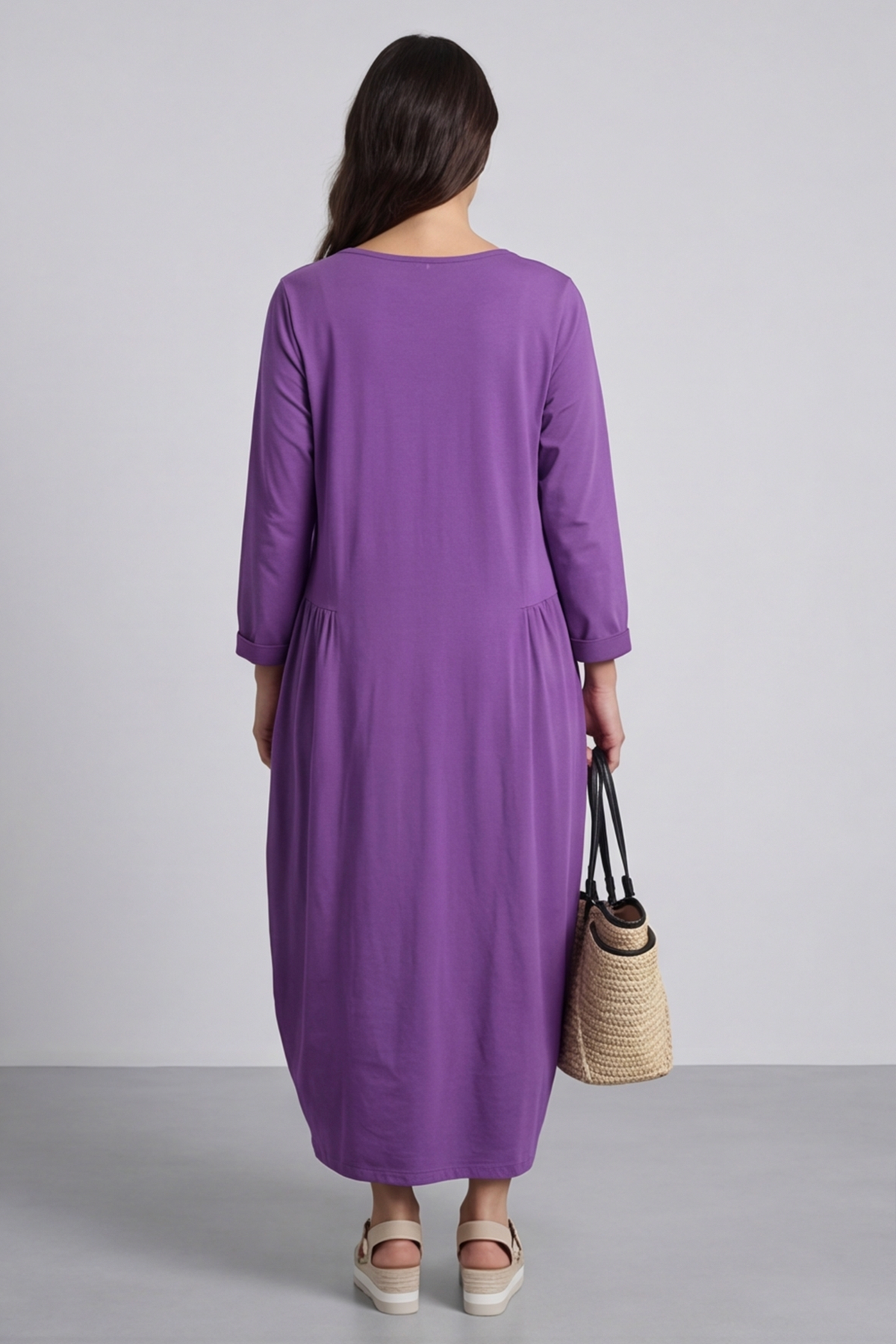 Kayleigh Long Sleeve Cotton Dress Purple