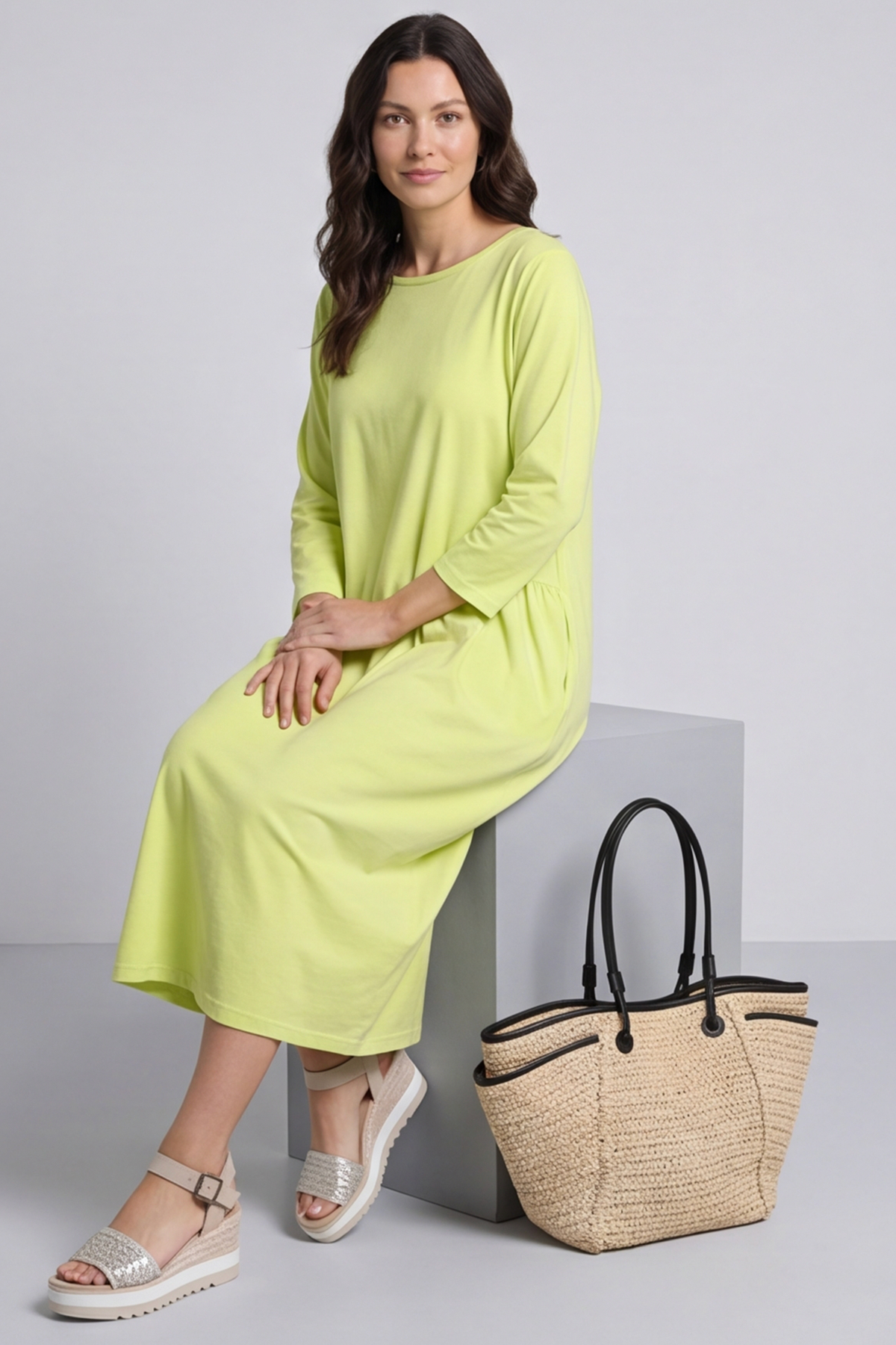 Kayleigh Long Sleeve Cotton Dress Yellow