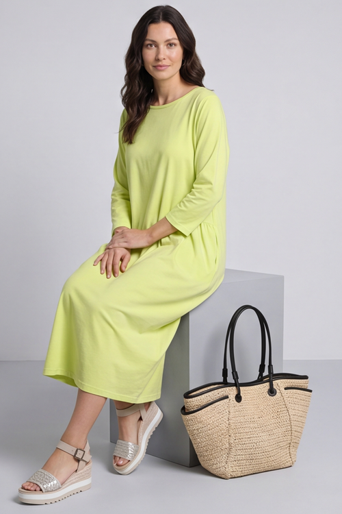 Kayleigh Long Sleeve Cotton Dress Yellow - Image 3