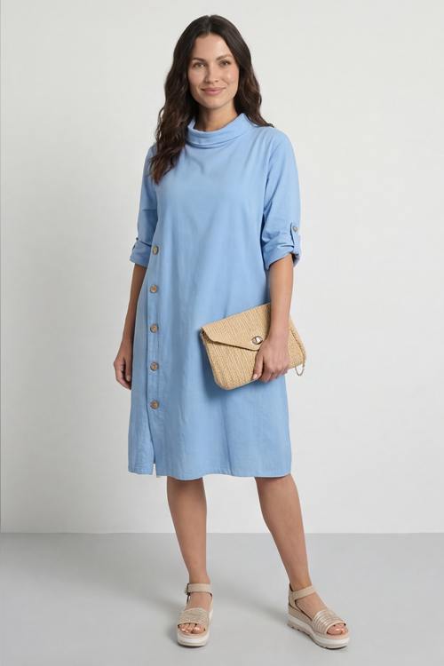 Kevina Cowl Needlecord Tunic Powder Blue - Image 4