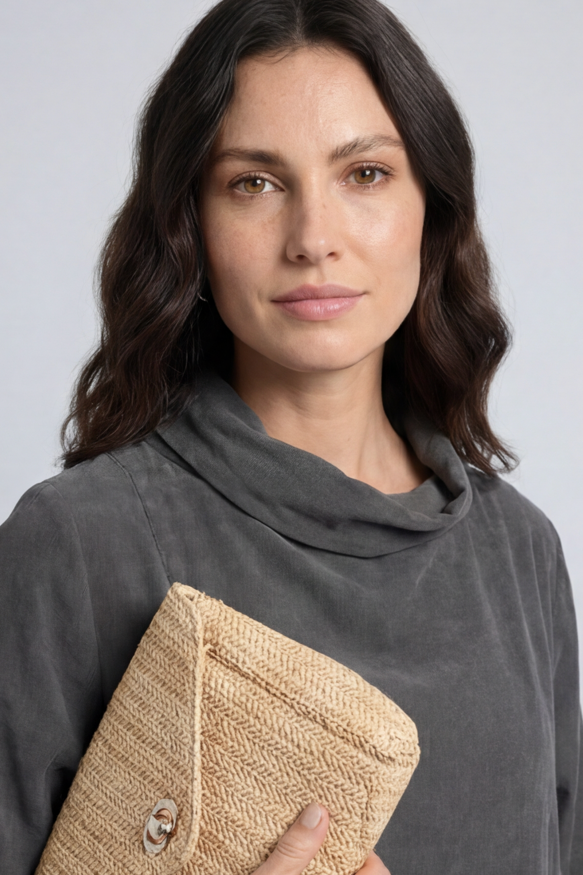 Kevina Cowl Needlecord Tunic Charcoal