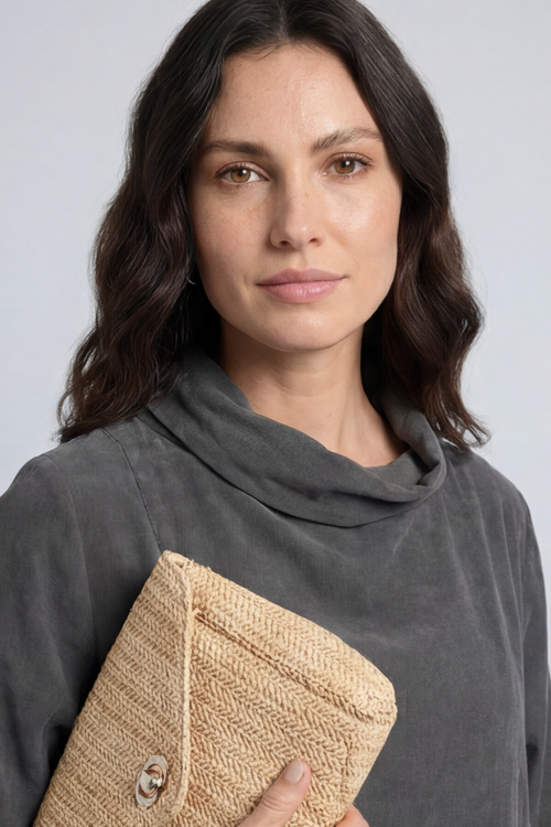 Kevina Cowl Needlecord Tunic Charcoal - Image 3
