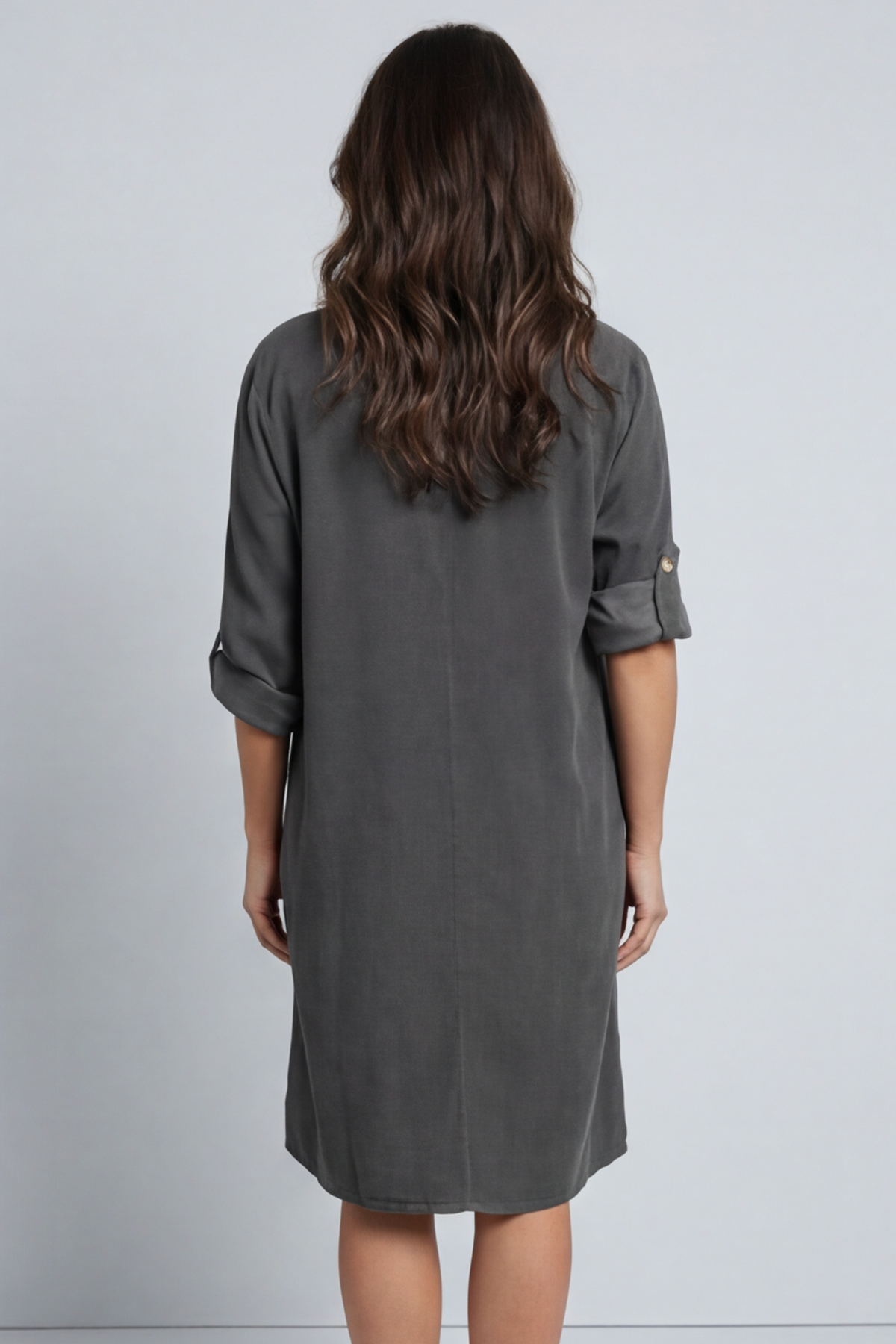 Kevina Cowl Needlecord Tunic Charcoal