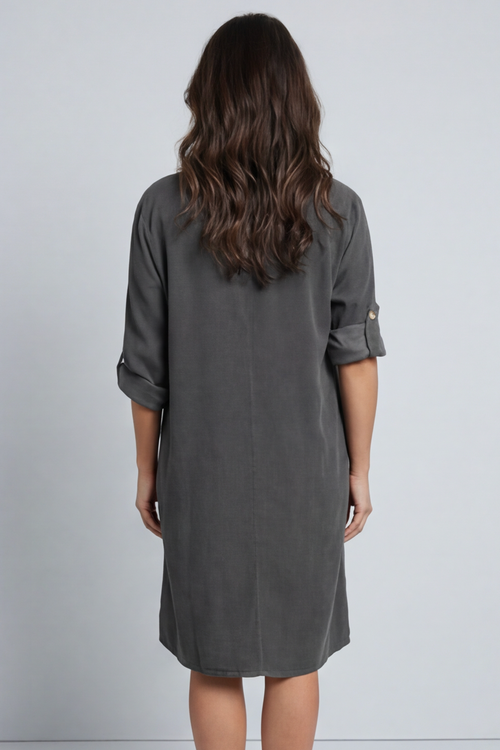 Kevina Cowl Needlecord Tunic Charcoal - Image 4