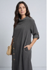 Kevina Cowl Needlecord Tunic Charcoal