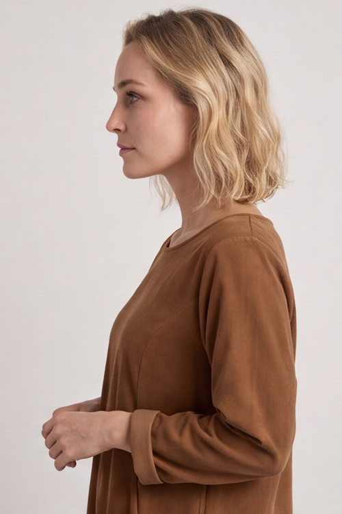 Kiana Needlecord Dress Nutmeg - Image 3