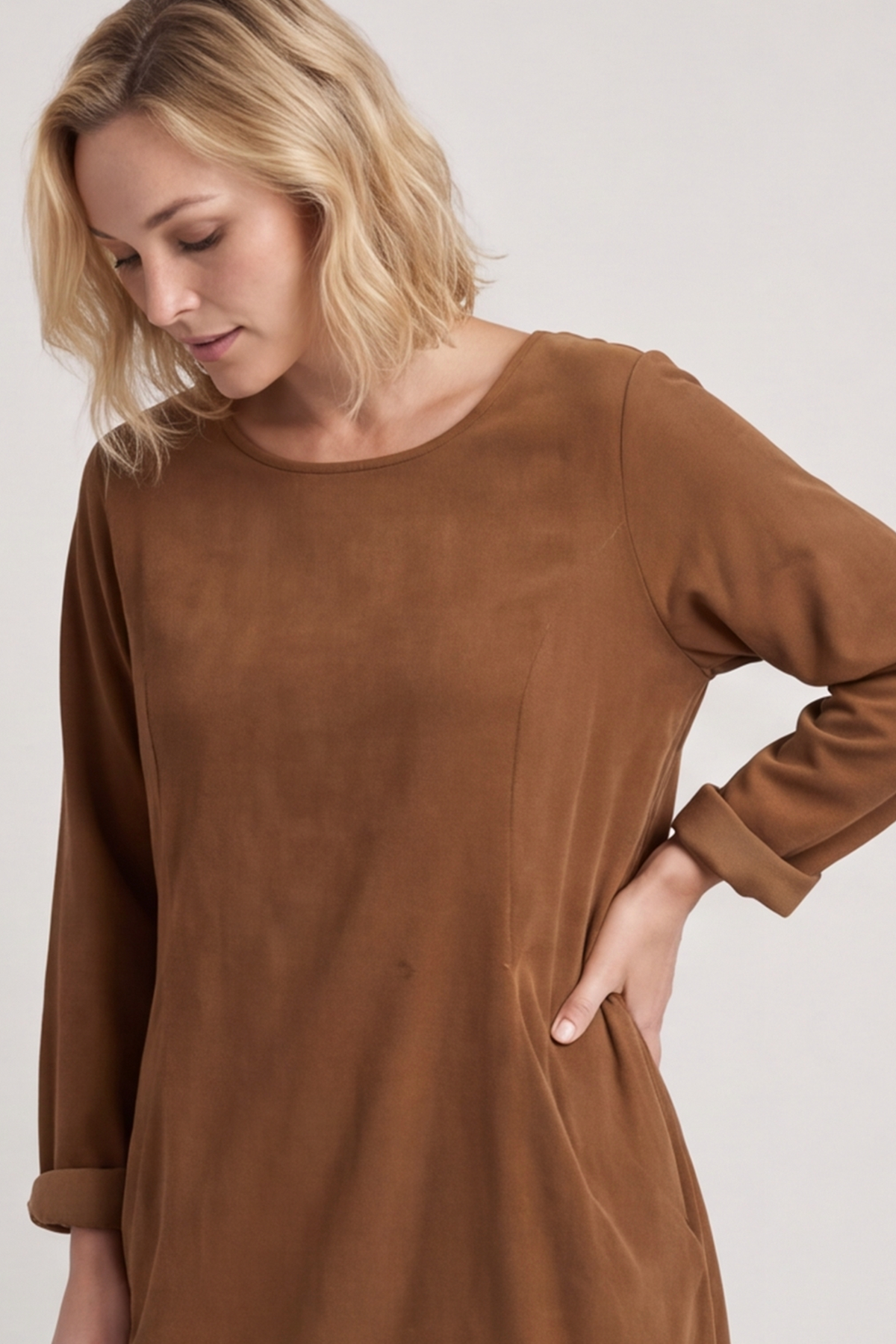 Kiana Needlecord Dress Nutmeg