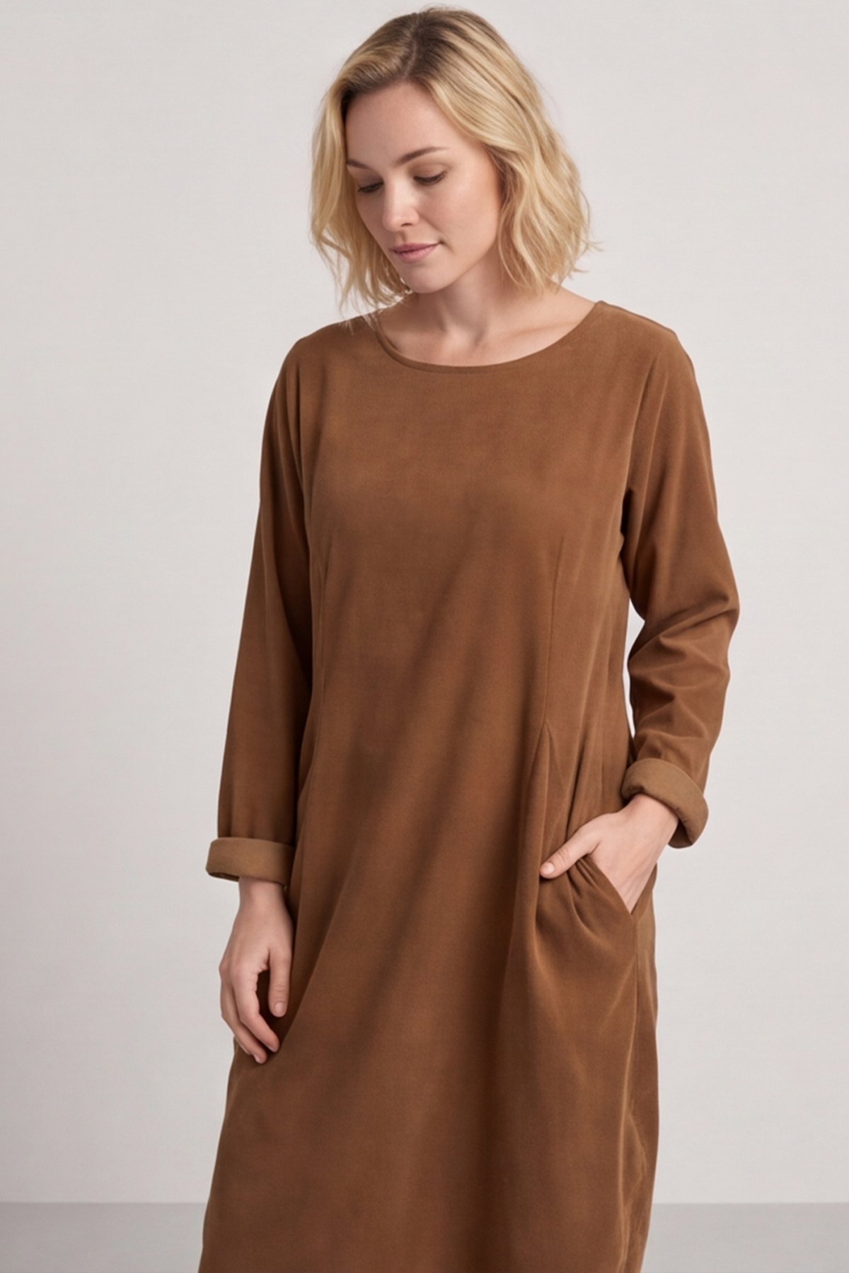 Kiana Needlecord Dress Nutmeg