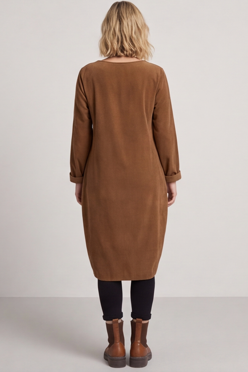 Kiana Needlecord Dress Nutmeg - Image 8