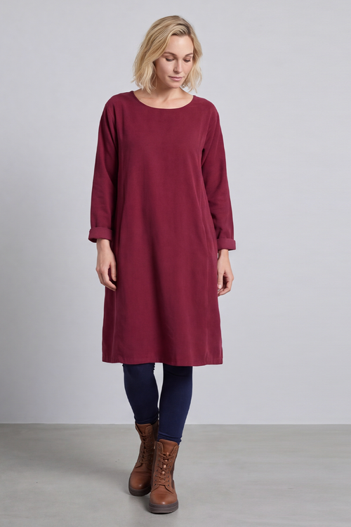 Kiana Needlecord Dress Wine