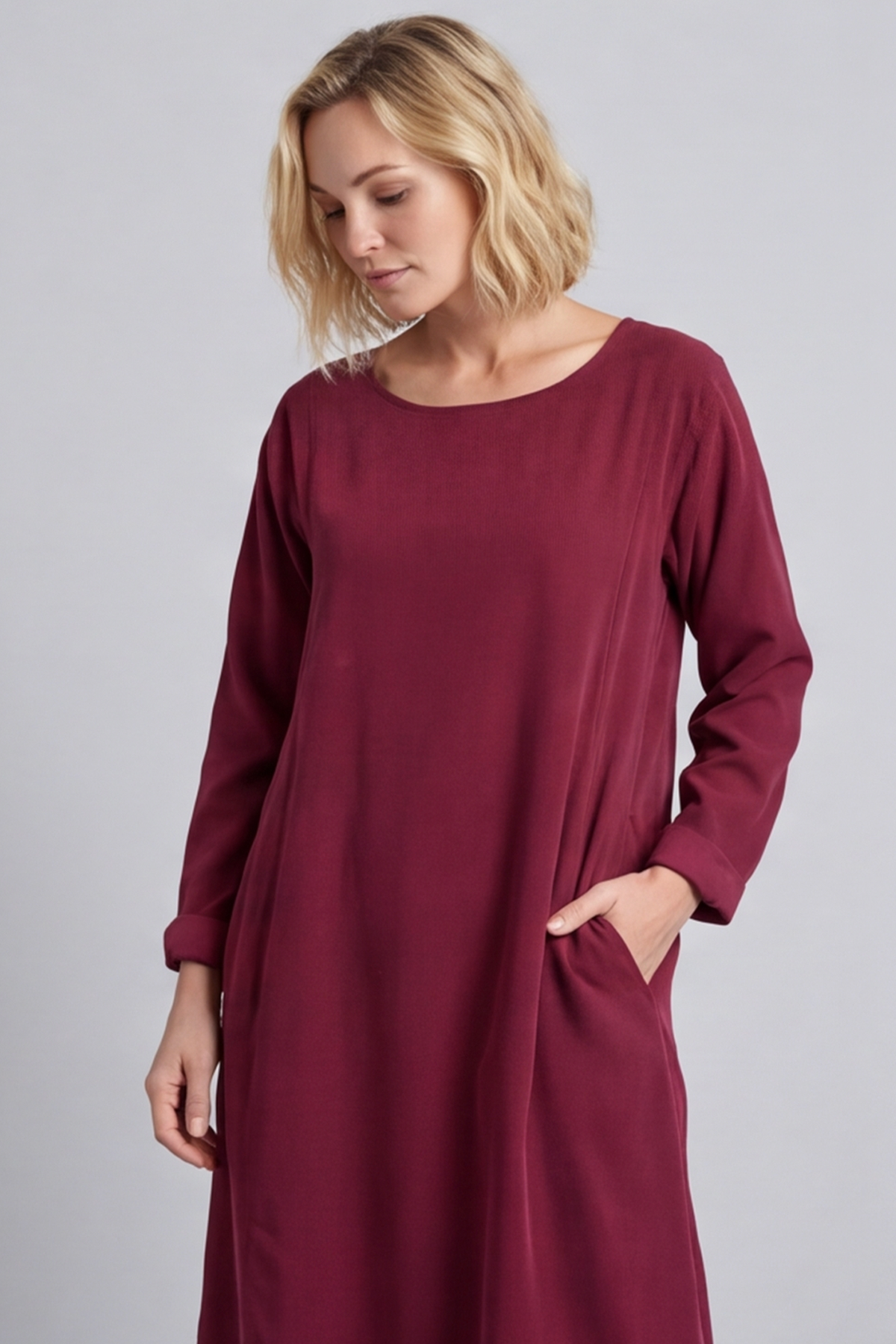 Kiana Needlecord Dress Wine
