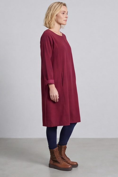 Kiana Needlecord Dress Wine - Image 4