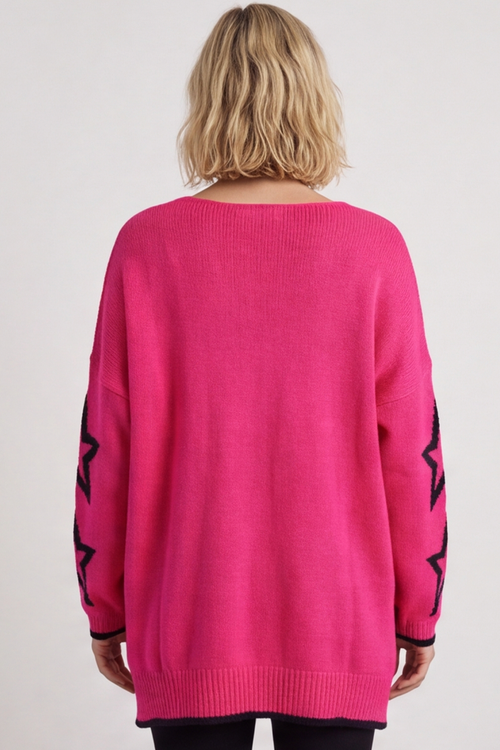 Kimbra Star Knitted Jumper Fuchsia - Image 2