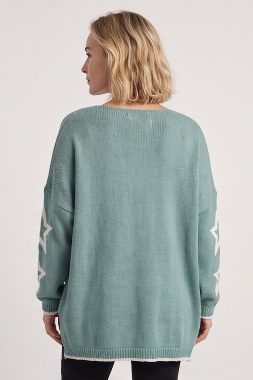 Kimbra Star Knitted Jumper Sage Green - Image 4