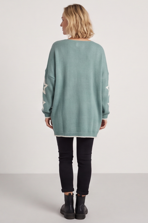 Kimbra Star Knitted Jumper Sage Green - Image 5