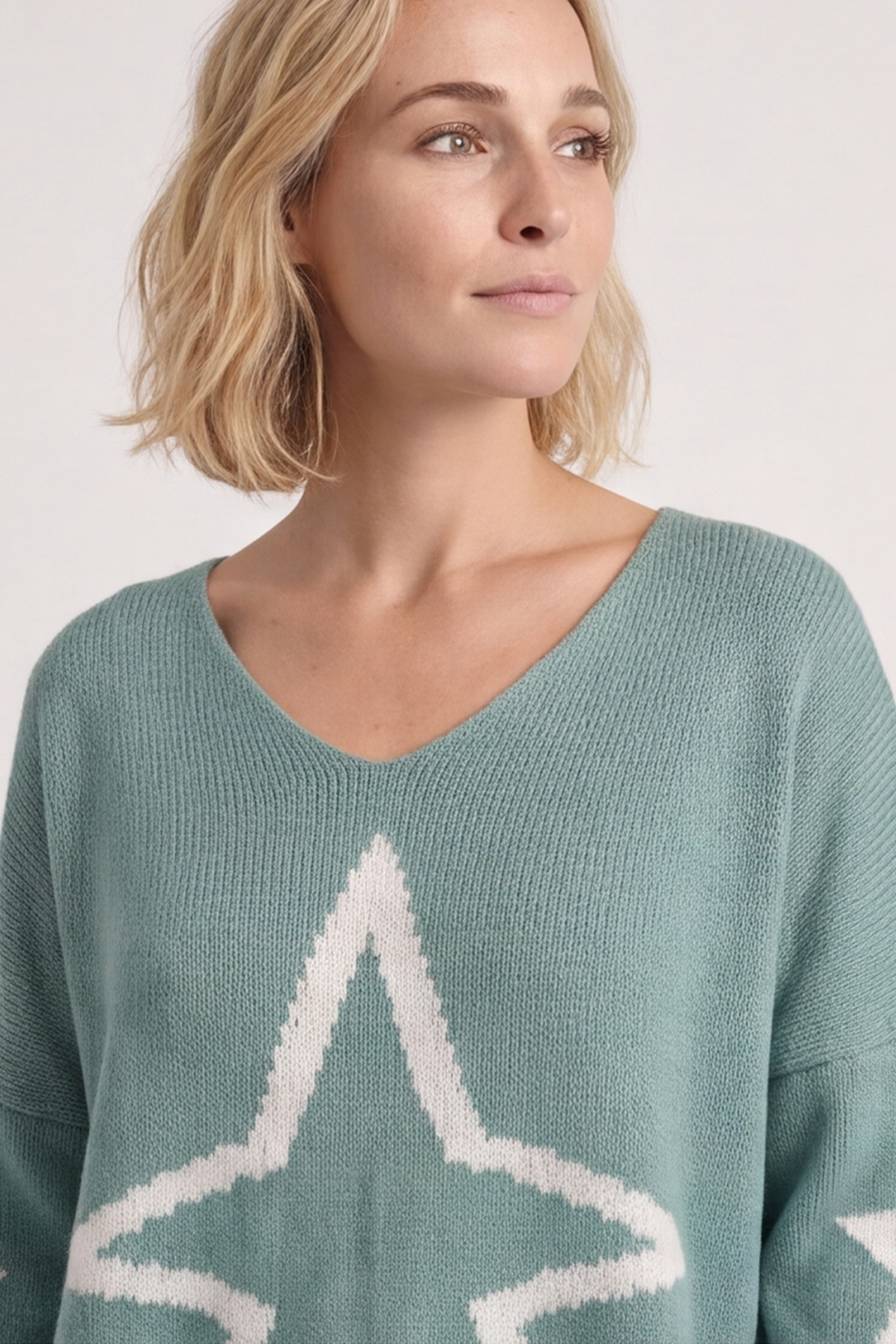 Kimbra Star Knitted Jumper Sage Green