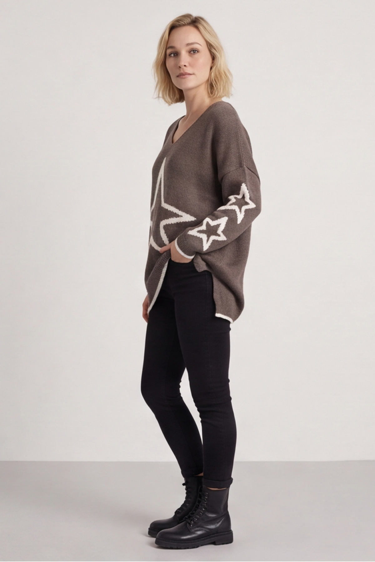 Kimbra Star Knitted Jumper Dark Mocha