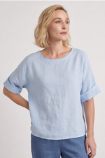 Kyrie Linen Blue Top Powder Blue - Kyrie Linen Blue Top