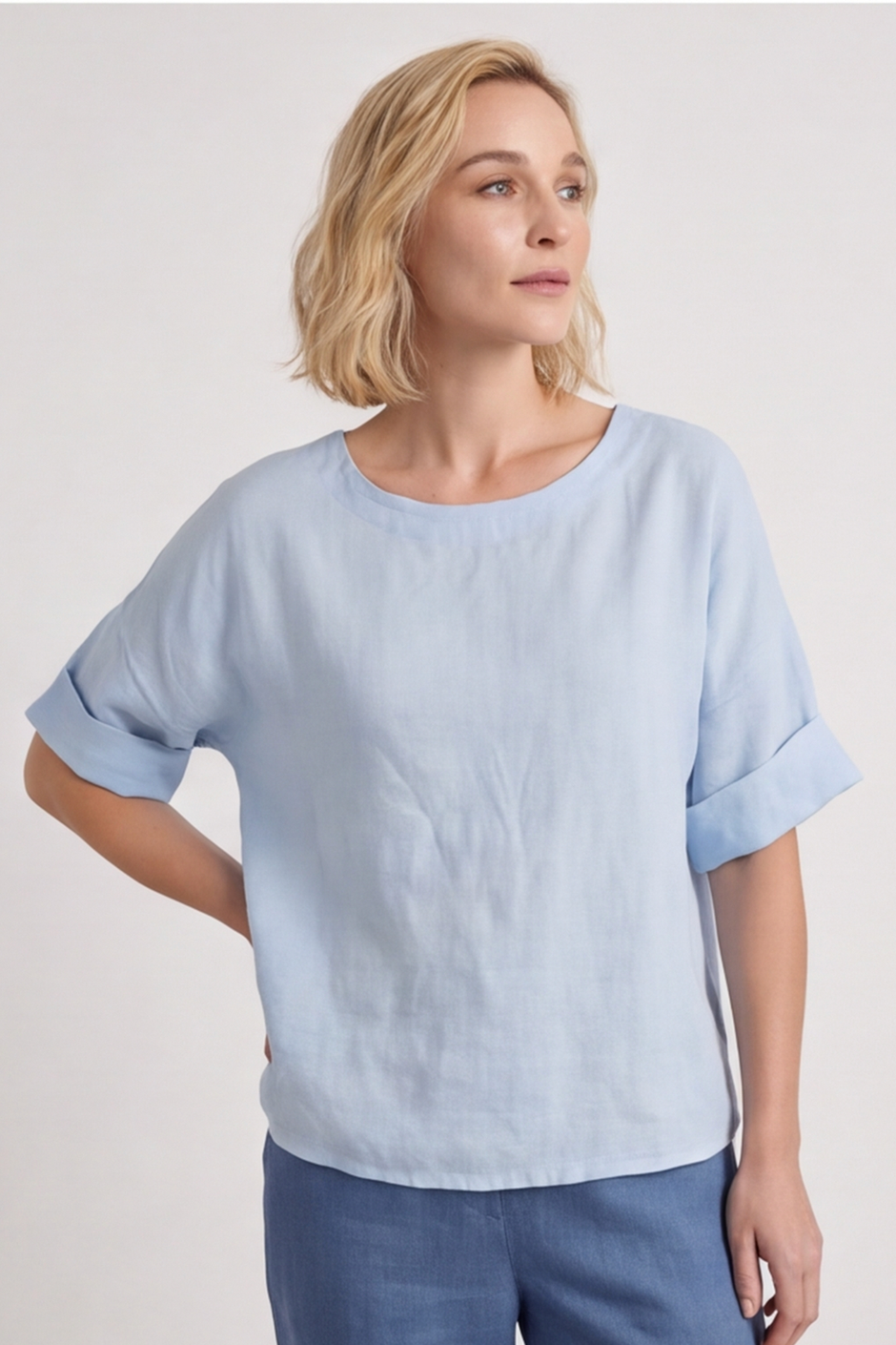 Kyrie Linen Blue Top