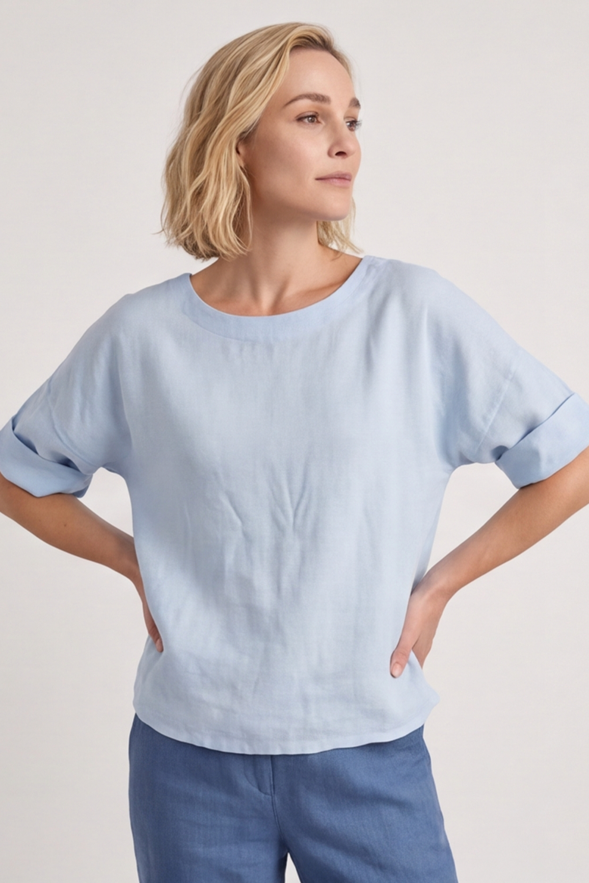 Kyrie Linen Blue Top