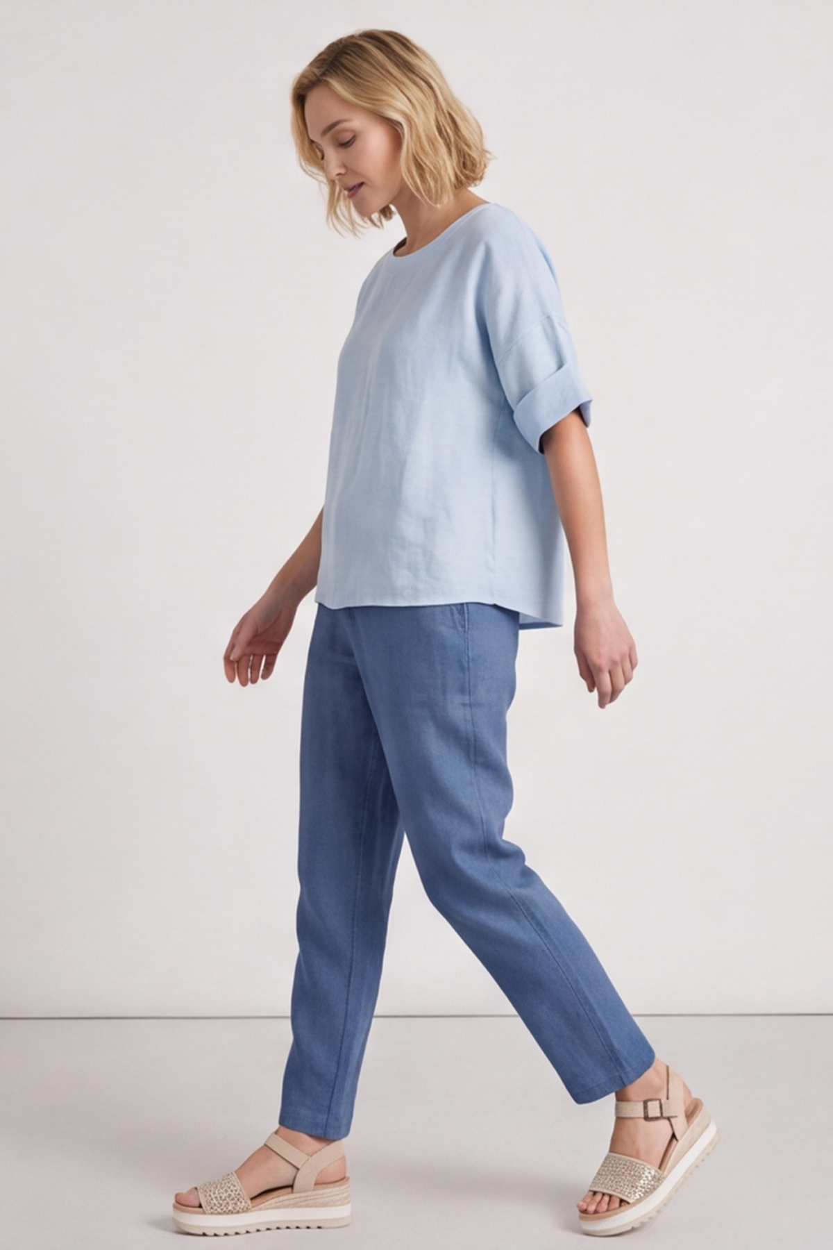 Kyrie Linen Blue Top