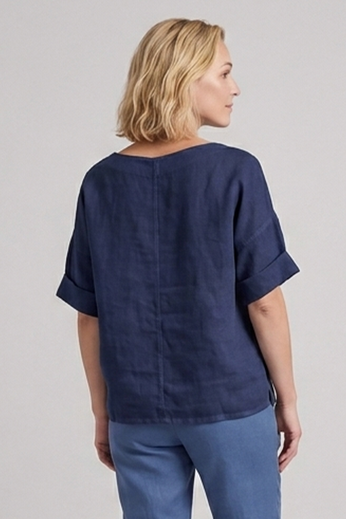 Kyrie Linen Navy Top