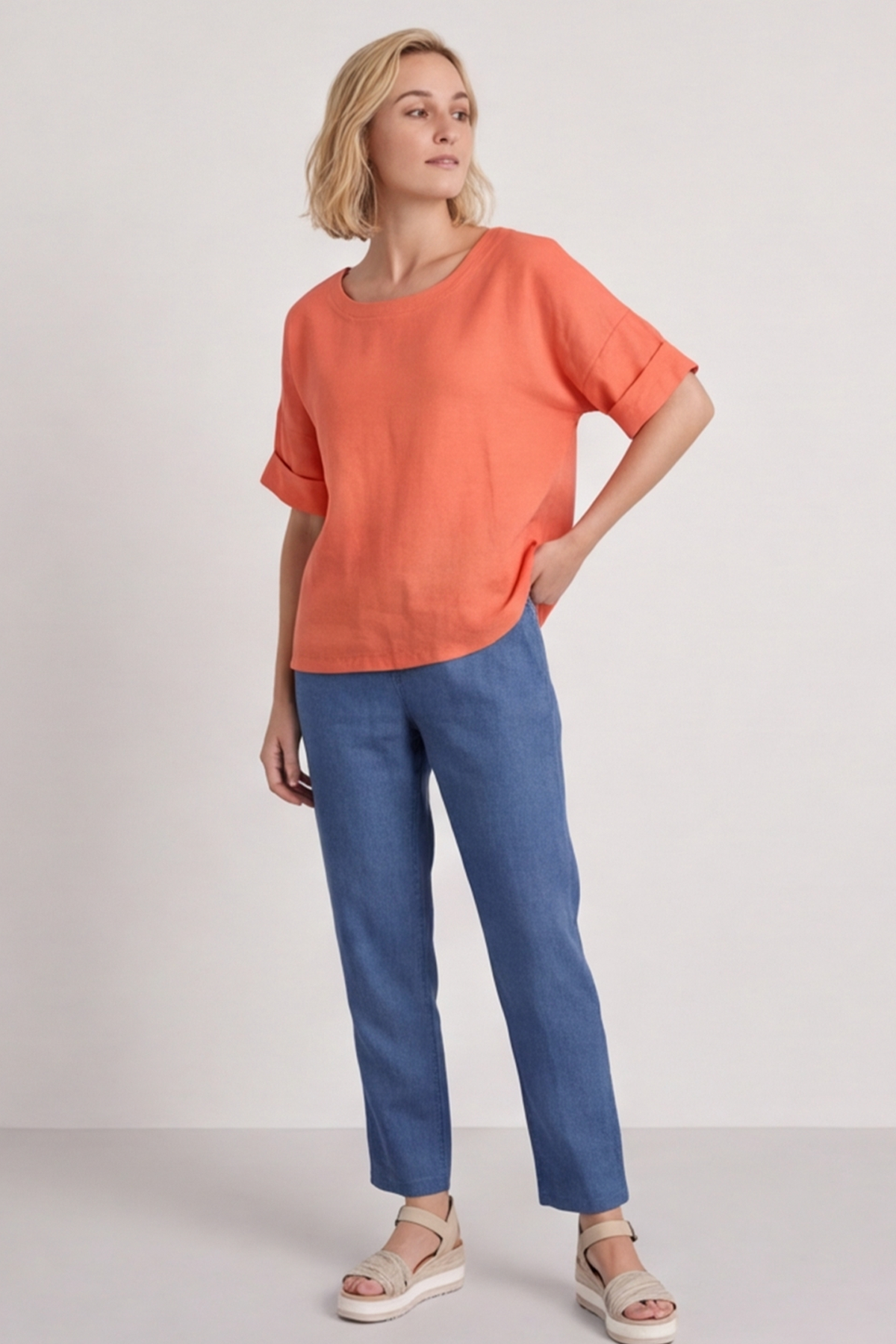 Kyrie Linen Orange Top