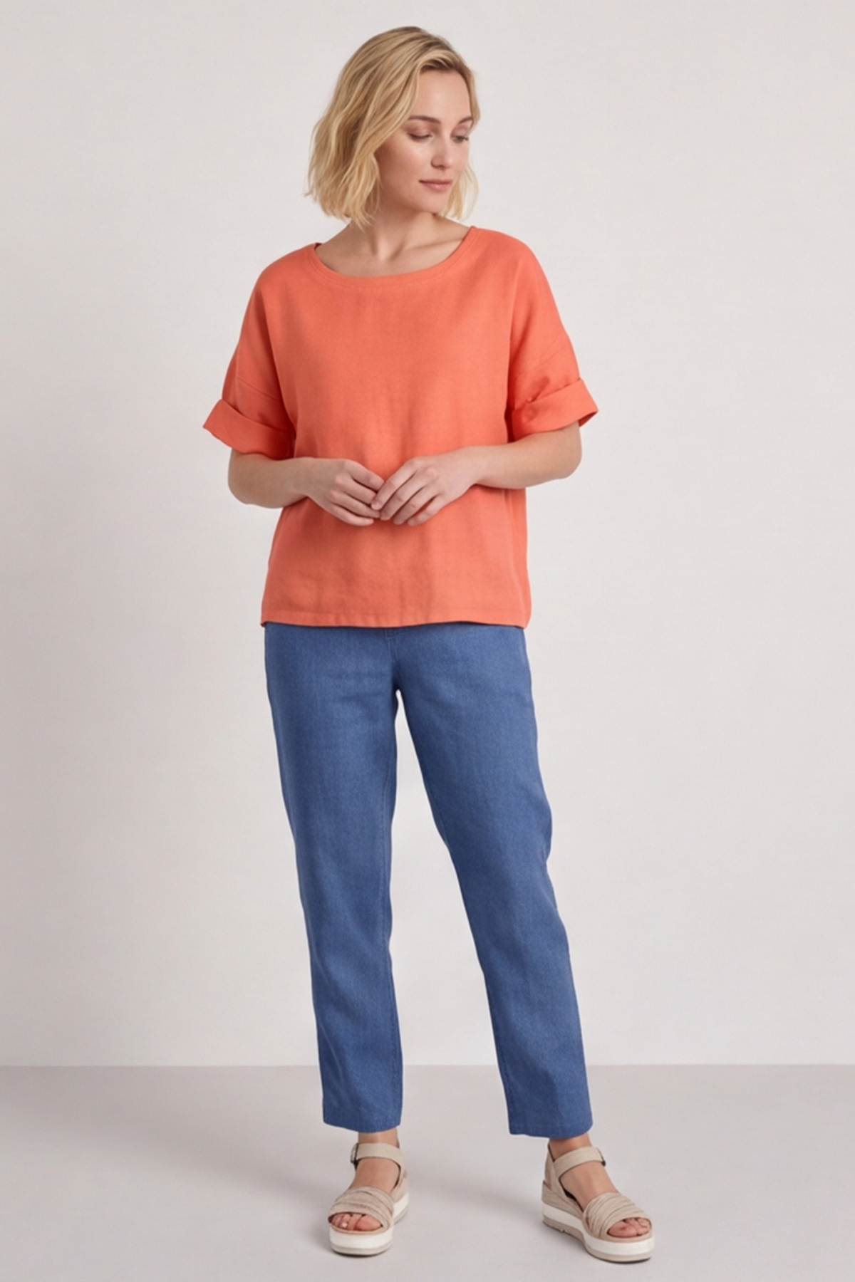 Kyrie Linen Orange Top