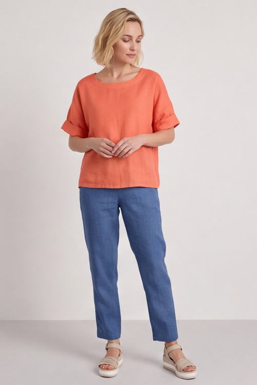 Kyrie Linen Orange Top - Image 3