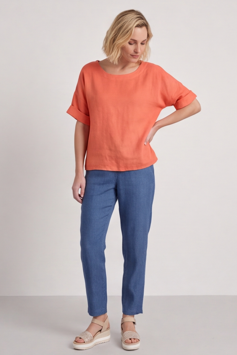 Kyrie Linen Orange Top