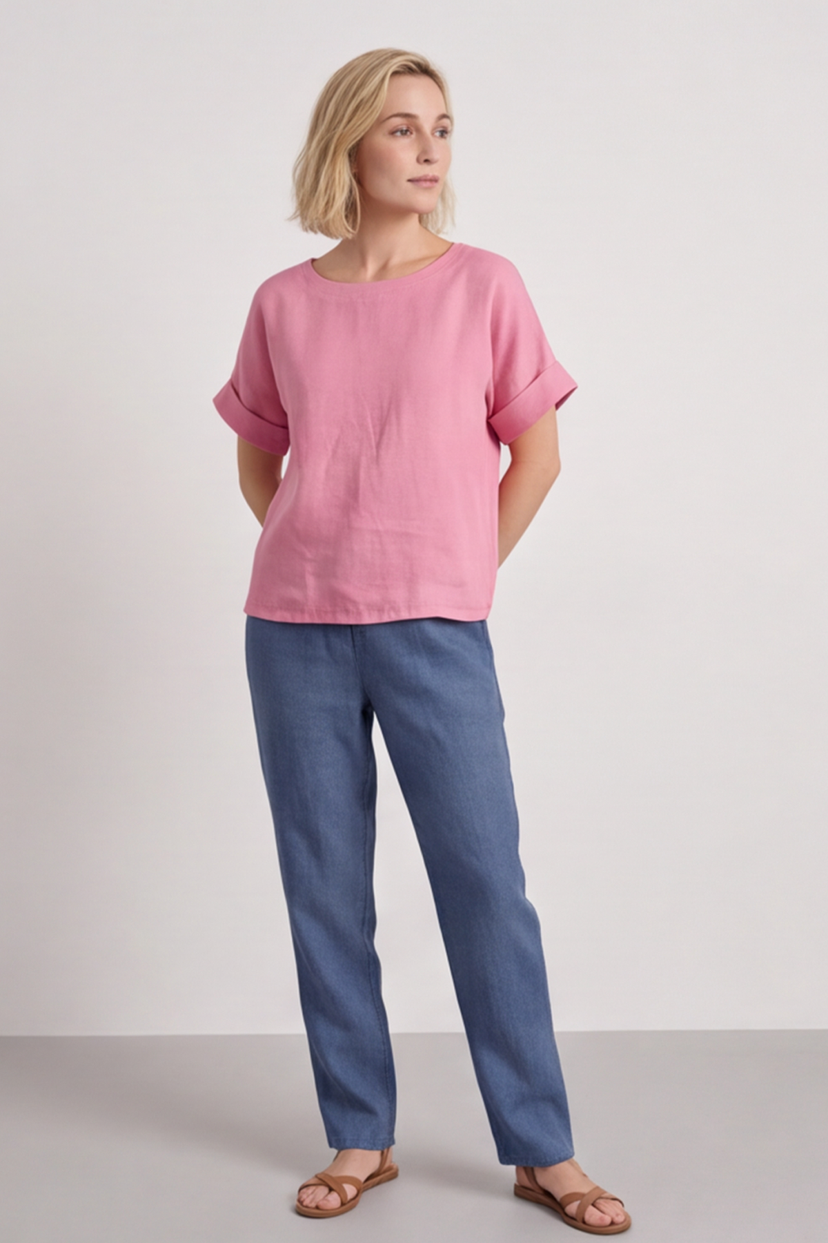 Kyrie Linen Pink Top