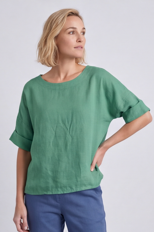 Kyrie Linen Sage Top - Image 2