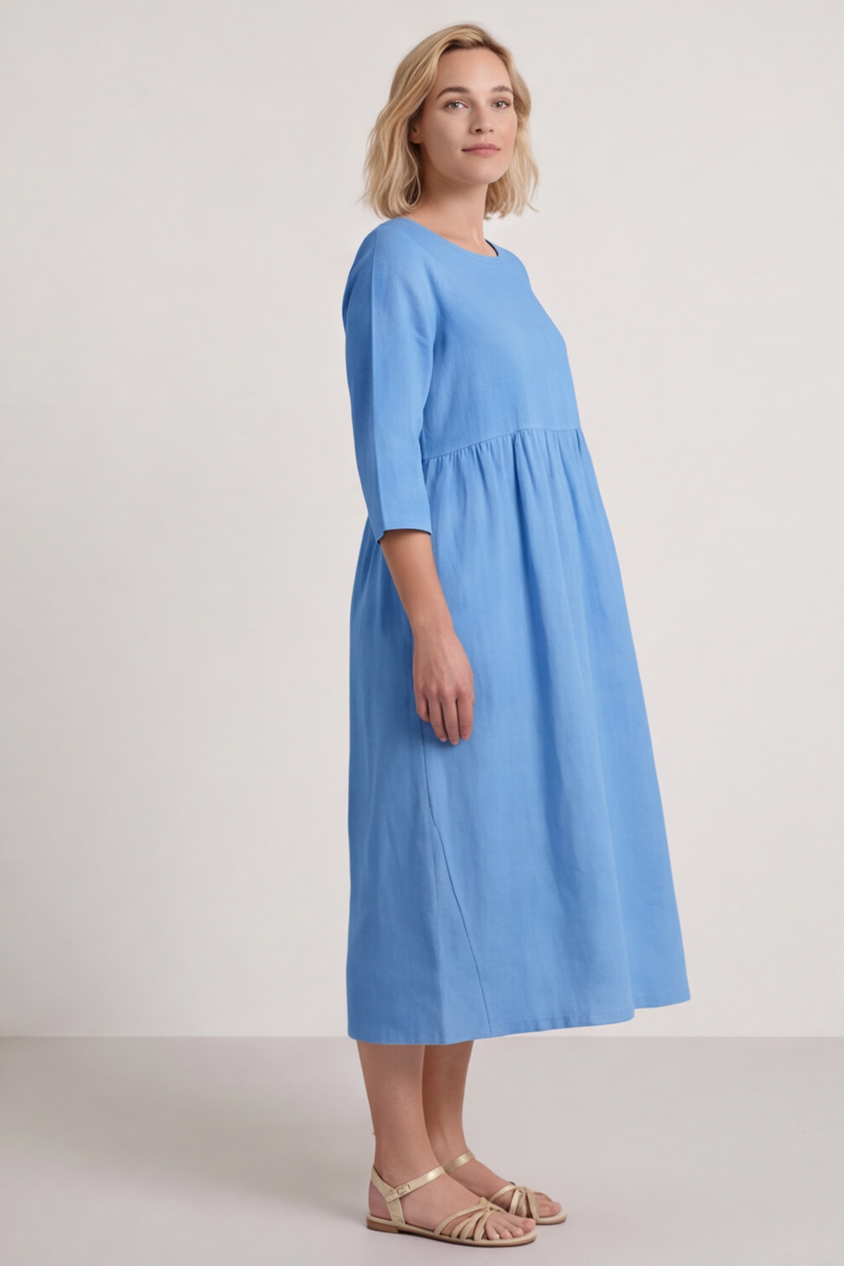 Linette Linen Dress Powder Blue
