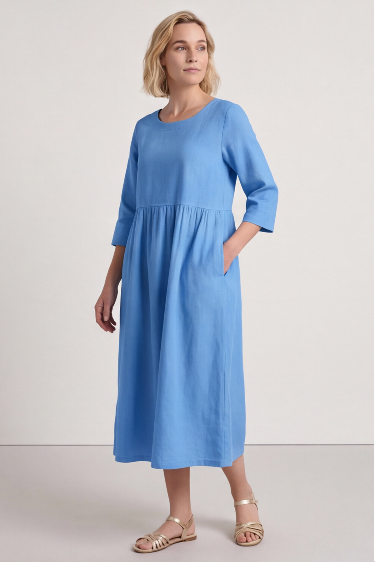 Linette Linen Dress Powder Blue