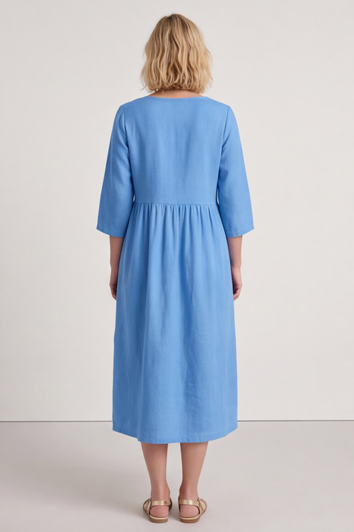 Linette Linen Dress Powder Blue - Image 5