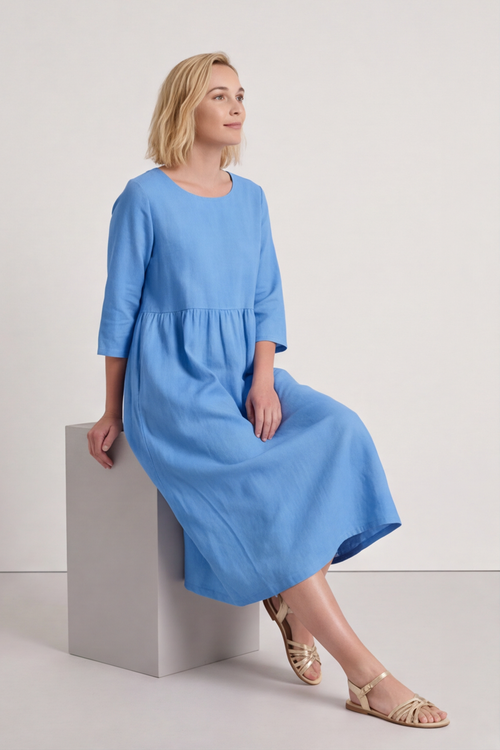 Linette Linen Dress Powder Blue - Image 6