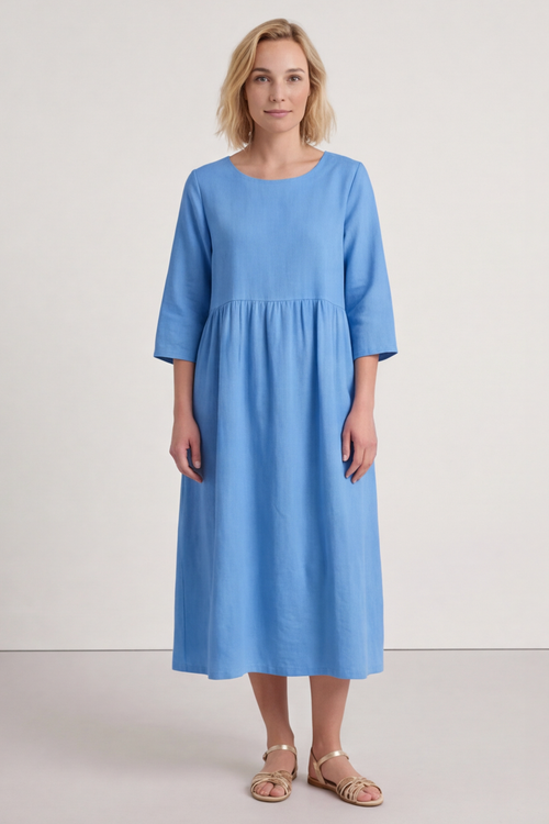 Linette Linen Dress Powder Blue - Image 2
