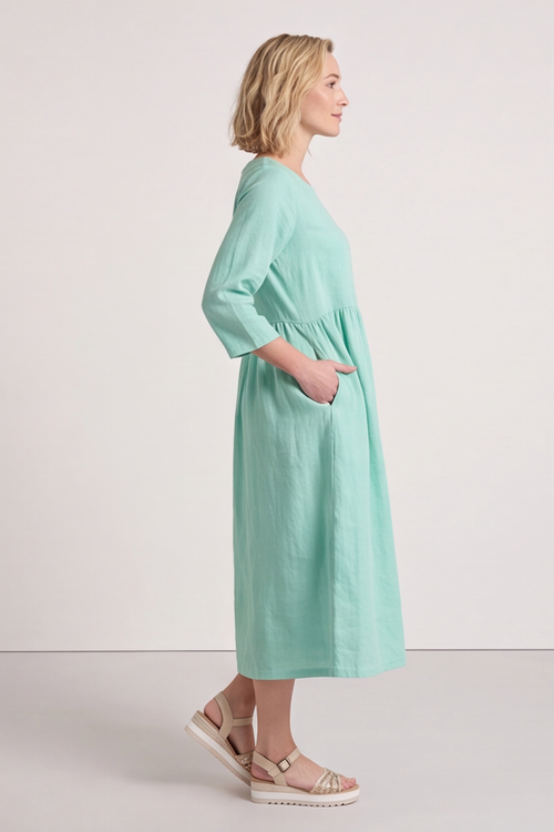 Linette Linen Dress Green - Image 4