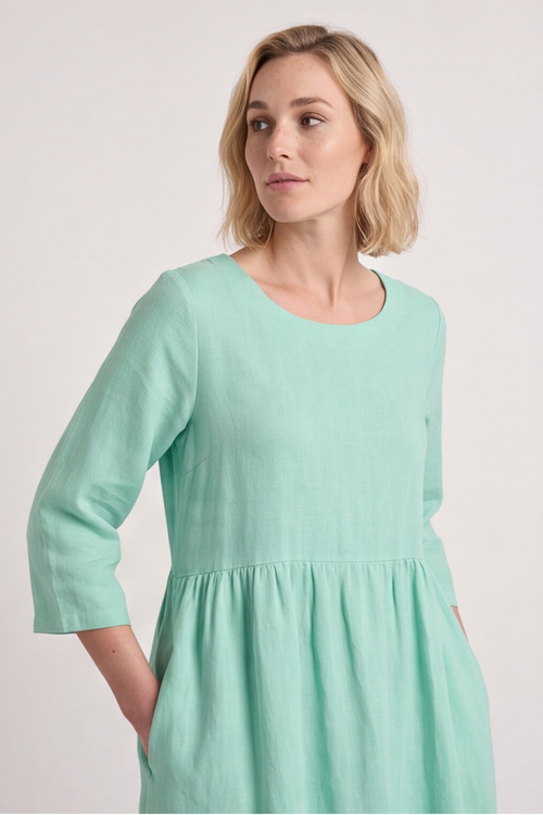 Linette Linen Dress Green - Image 5