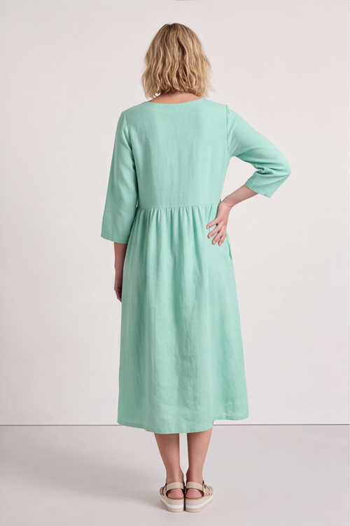 Linette Linen Dress Green - Image 7
