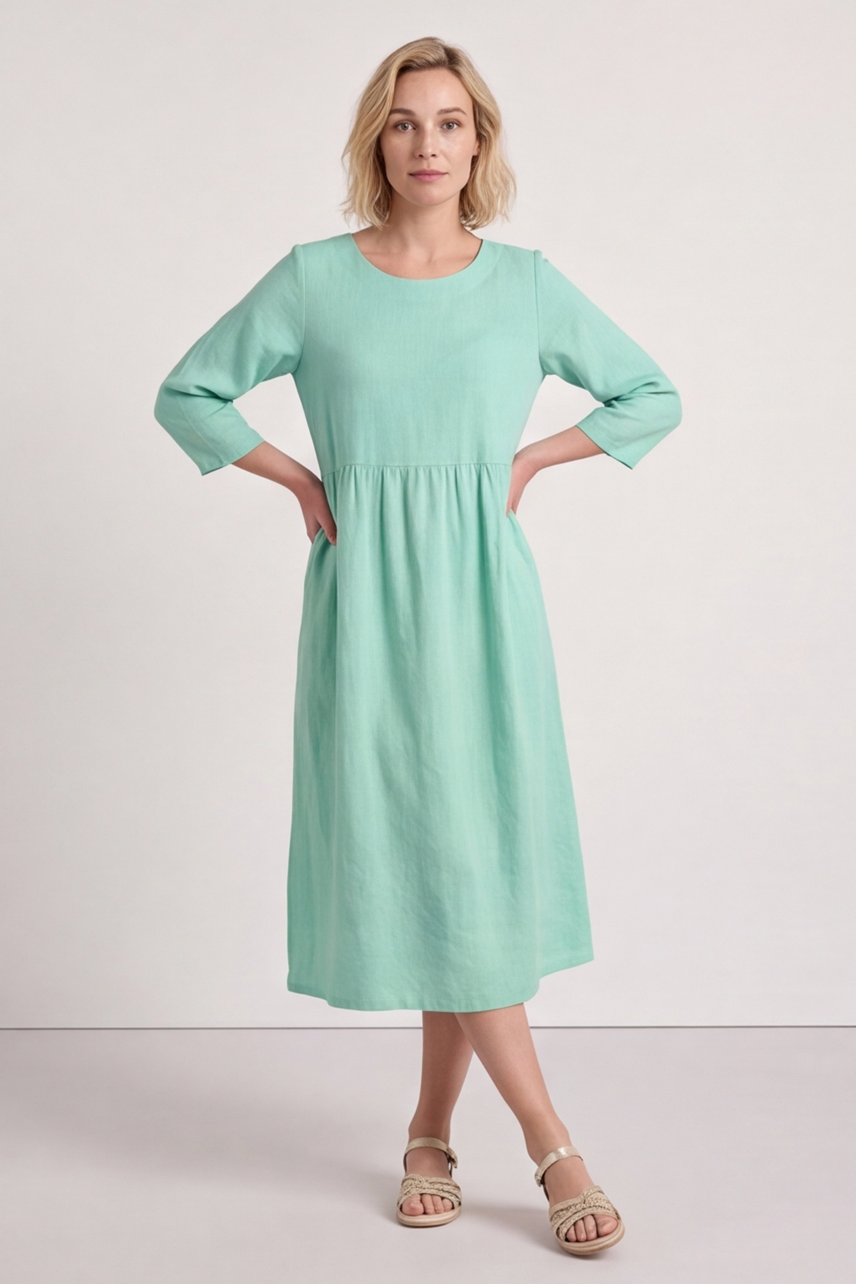 Linette Linen Dress Green