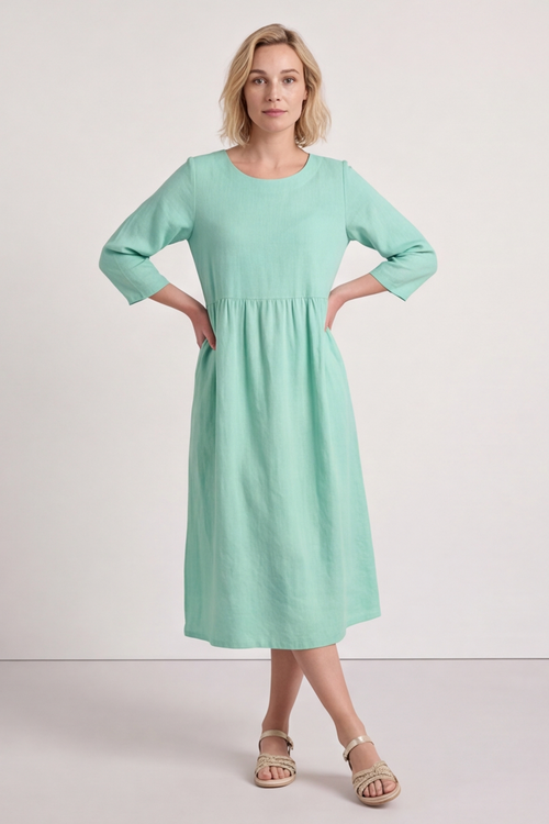 Linette Linen Dress Green - Image 2