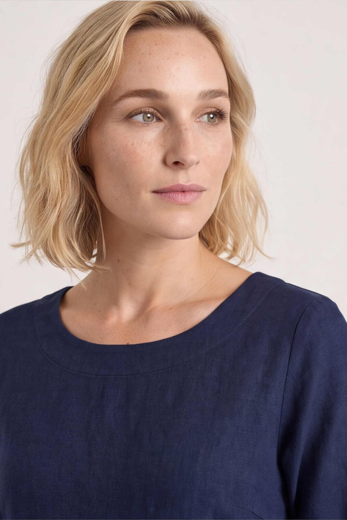 Linette Linen Dress Navy
